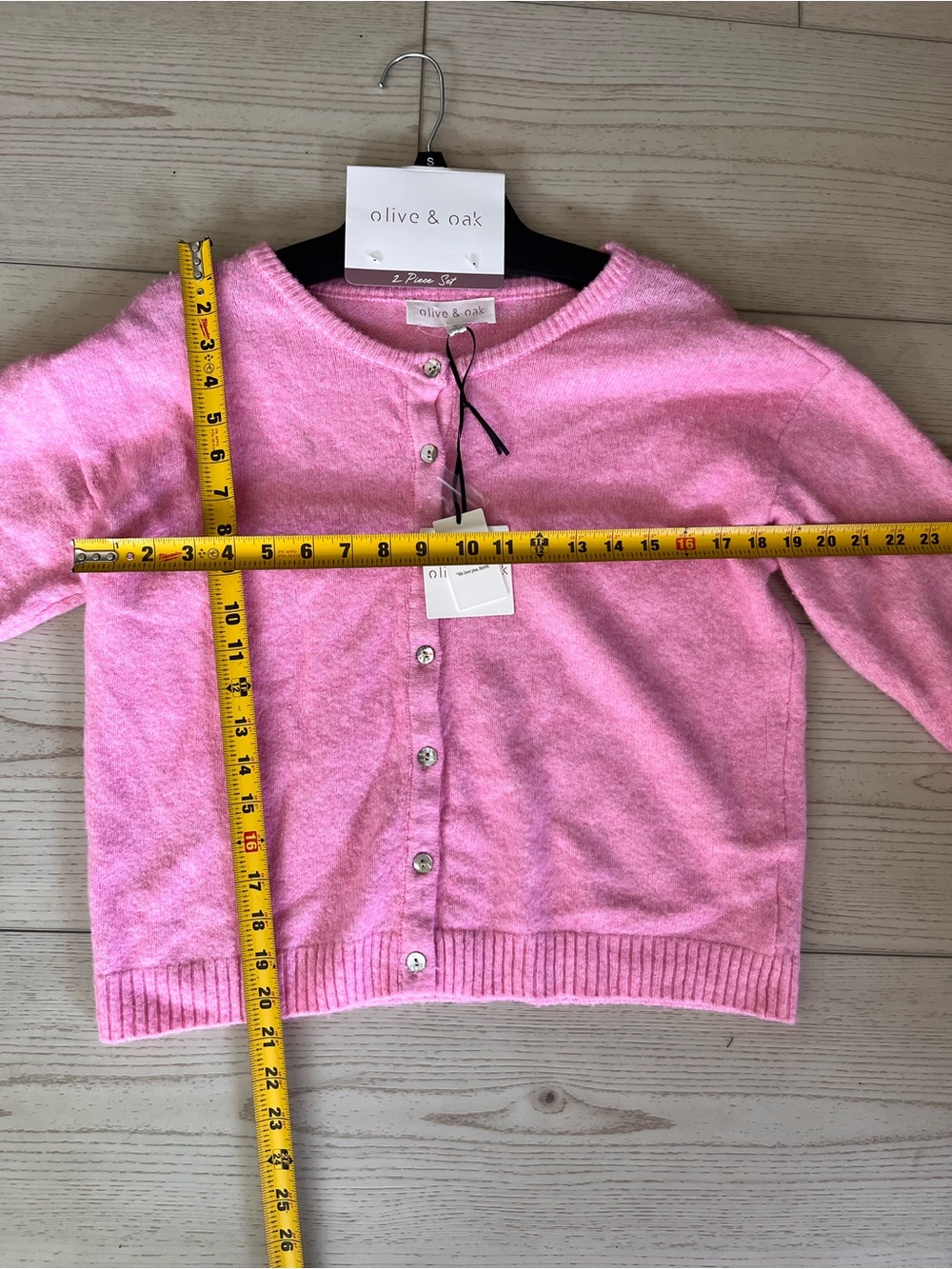Olive & Oak Pink Button Cardigan with Cream Floral Skirt - Picture 6 of 11